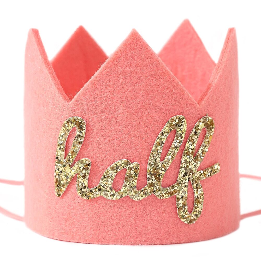 6652 Groovy Half Birthday Crown Hat - Rose Gold 1/2 Birthday Party